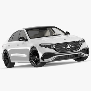 Mercedes E-class White Color Rigged for Cinema 4D 3D model