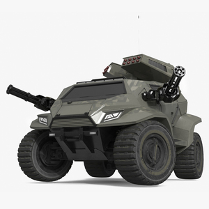 3D model Futuristic Military Vehicle Khaki Color Rigged for Cinema 4D
