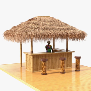 Barman at Tiki Bar Rigged for Cinema 4D 3D model