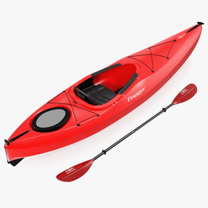 3D model Recreational Kayak with Paddle