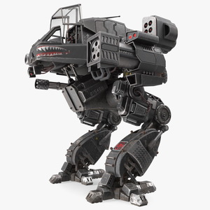 3D Shabby Big Walking Sci-Fi Black Robot with Pilot model