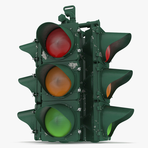 Vintage 4 Way Traffic Light 3D