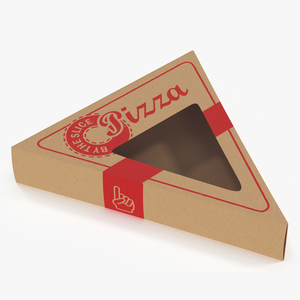 Craft Brown Pizza Slice Packaging Box with Window 3D model