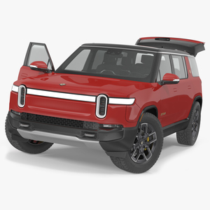 3D model 2023 Rivian R1S SUV Red Rigged