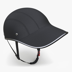 3D Baseball Cap Bike Helmet Black Leather model