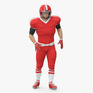 3D Red Uniform Football Player Rigged for Maya model