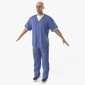 3D Prisoner in Blue Uniform A-Pose