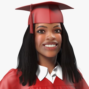 Light Skin Graduation Gown Woman Rigged 3D model