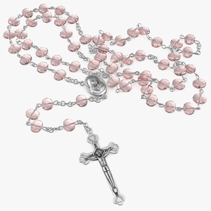 3D Religious Rosary Beads with Crucifix Pink