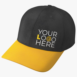 3D Cap Cotton Yellow Black Your Logo model