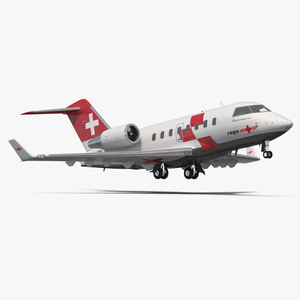 Swiss Air Ambulance Jet Bombardier Challenger 604 3D model