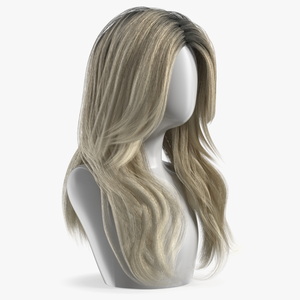 Wig Long Wavy Hairstyle Blond 3D model