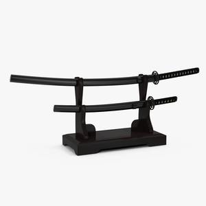 3D Double Sword Stand for Samurai Katana and Wakizashi