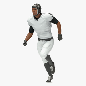 Uniform Black Man Football Player with Rugby Helmet Rigged for Cinema 4D 3D