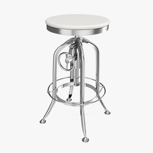 3D Pittsburgh Adjustable Height Barstool White model