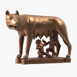 3D Capitoline Wolf with Romulus and Remus for 3D Print