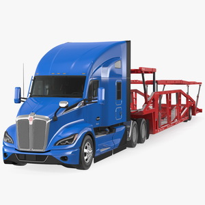 Kenworth Truck with Sun Valley Car Carrier Rigged 3D model