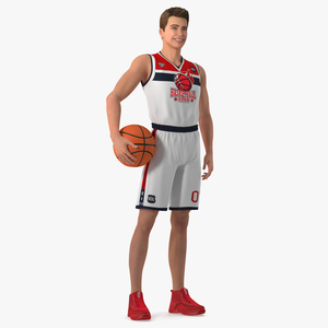 Teenage Boy with Basketball Ball Rigged 3D model