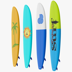 Classic Longboard Surfboards Set 3D