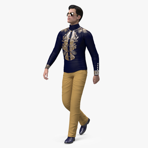 3D model Asian Man Fashionable Style Walking Pose