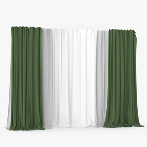 Elegant Curtains Green 3D