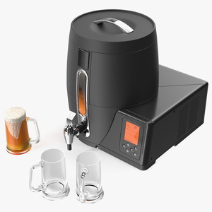 3D model Home Beer Brewing Machine with Beer Mugs