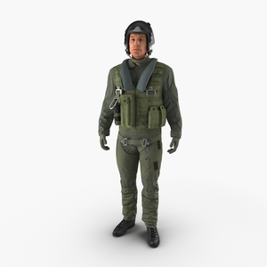 3D Military Jet Fighter Pilot Pose 2 model