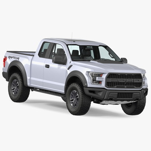 White Ford F-150 Raptor 2017 Simple Interior 3D model