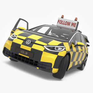 3D Volkswagen ID3 Follow Me Airport Vehicle Rigged for Cinema 4D