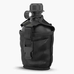 3D model Water Bottle Canteen with Military Pouch