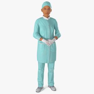 Lady Surgeon or Nurse Rigged for Maya 3D