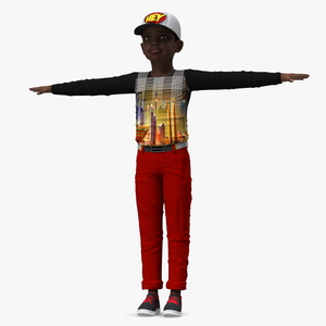 3D model Black Child Boy Street Style Rigged