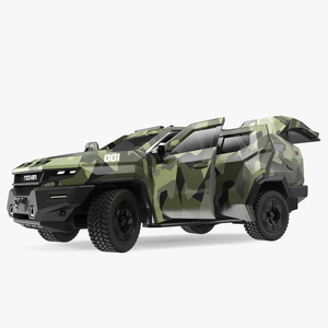 2023 Rezvani Vengeance Armored SUV Camouflage Colored Lights On Rigged for Maya 3D model