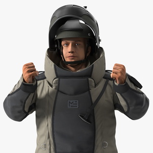 3D EOD 10 Bomb Suit Gray Rigged model