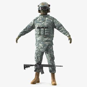 Army Soldier in Grey Camo A-pose 3D