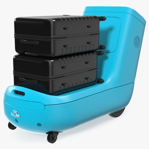 3D model KLM Care E Robot with Black Luggage Bags