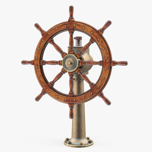 Large Vintage Ship Wheel 3D model