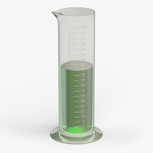 3D Cylinder Laboratory Flask with Green Liquor model