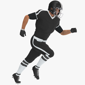 3D Black Uniform Football Player Rigged