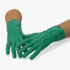 Hands in Rubber Safety Gloves 3D model