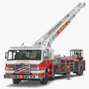 3D model Velocity Ascendant 107 Heavy Duty Tiller Aerial Ladder Red Rigged
