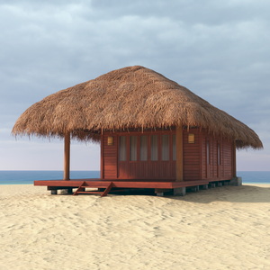 3D Thatched Roof Beach Hut model