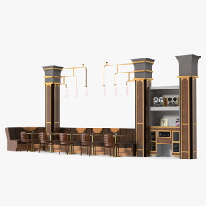 3D Art Deco Restaurant Interior Section