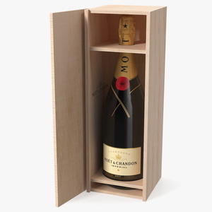 3D Champagne Moet in Wooden Box model