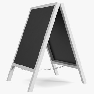 Wooden Chalkboard Sign White Clear 3D model