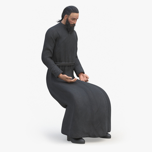 Sitting Orthodox Monk Wearing Cassock 3D