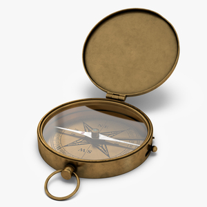 3D Antique Pocket Brass Compass model