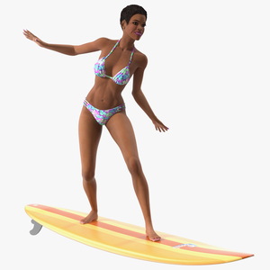 Black Woman On Surfboard 3D model