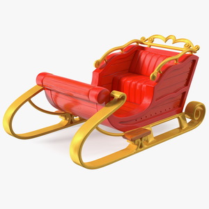 Christmas Decor Santa Sleigh Red 3D