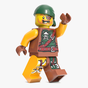 Minifigure LEGO Pirate Rigged 3D model